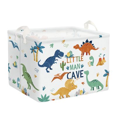 Clastyle Large Boho Dinosaur Pterosaur Boy Book Toy Storage Basket Dino Palm Tree Clothes Laundry Hamper for Kid Room Nursery, Colorful 36L
