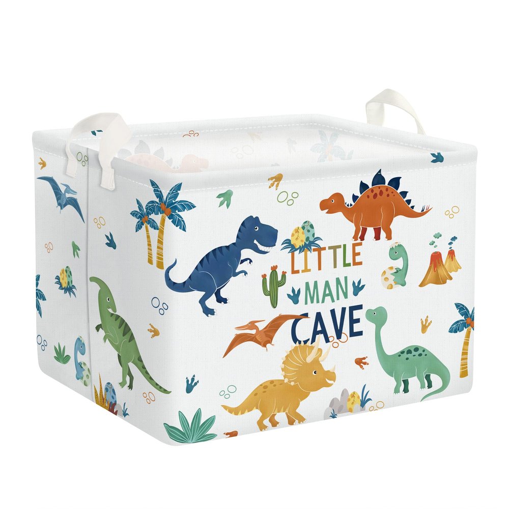 Clastyle Large Boho Dinosaur Pterosaur Boy Book Toy Storage Basket Dino Palm Tree Clothes Laundry Hamper for Kid Room Nursery, Colorful 36L