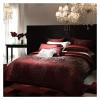 1500TC Egyptian Cotton Luxury Vintage Wine Red Bedding Set Double Queen King Yarn-Dyed Jacquard Duvet Cover Bed Sheet Pillowcase,Bed Sheets (Red Flat Bed Sheet_King 4PCS) view 2