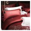 1500TC Egyptian Cotton Luxury Vintage Wine Red Bedding Set Double Queen King Yarn-Dyed Jacquard Duvet Cover Bed Sheet Pillowcase,Bed Sheets (Red Flat Bed Sheet_King 4PCS) view 4