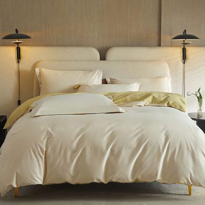 Soft Double Colours Duvet Cover,Cotton Comfy Cooling Duvet Cover Bedding Set with Zipper Closure and Corner Ties for All Seasons (White King) (Yellow Full)