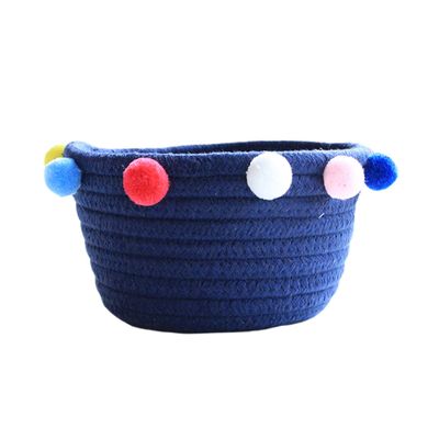 Abaodam 1pc Cotton Woven Storage Basket for Sundries and Yarn Nordic Style Desktop Organizer Navy Blue Multiuse Cotton Container for Home Decor and Office Supplies