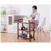 Storage Trolley Cart Serving Trolleys 3 Layers Dining Cart Wooden Bracket Solid Wood Tray 4 Universal Wheels with Locking Wheels for Kitchen, Hotels, Restaurants and Care Homes view 3