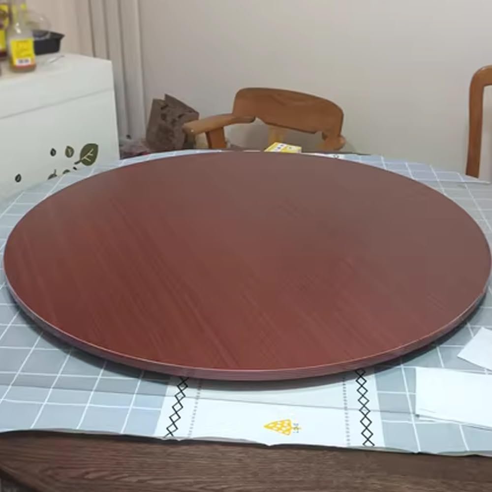 FUREMA Wood Lazy Susan Turntable 24in 28in 30in 36in, Marble Texture Rotating Tray, Kitchen Dining Table Rotatable Serving Plate, Protect Countertop, Rustic (Color : Mahogany, Size : 70cm (28 in))
