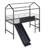 Bellemave Twin Size loft Bed for Kids, Metal loft Bed with Slide and Stairs, House loft Bed with writable Wooden Board, Low loft Bed for Kids, Boys, Girls, Black view 4