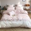 60 Satin Long-Staple Cotton Embroidery Four-Piece Simple Splicing Cotton Double Duvet Cover Bedding (Color : A 4-Piece Suit, Size : 1.5m) (B 5 Piece Suit) view 2