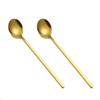 2 Pcs Gold 304 Stainless Steel Coffee Spoons, Stirring Tea Long Handle Gold Teaspoons, Ice Tea Long for Stirring 6.7 Inches Specialty Coffee and Espresso Spoons view 1