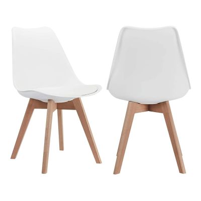 SJIALEN Kitchen Dining Chair Set of 2,with Wood Legs Lounge Chairs for Kitchen Living Room Bedroom Balcony Corner Chairs White Kitchen Chair