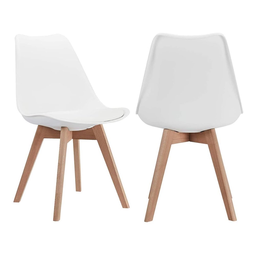 SJIALEN Kitchen Dining Chair Set of 2,with Wood Legs Lounge Chairs for Kitchen Living Room Bedroom Balcony Corner Chairs White Kitchen Chair