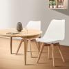 SJIALEN Kitchen Dining Chair Set of 2,with Wood Legs Lounge Chairs for Kitchen Living Room Bedroom Balcony Corner Chairs White Kitchen Chair view 2