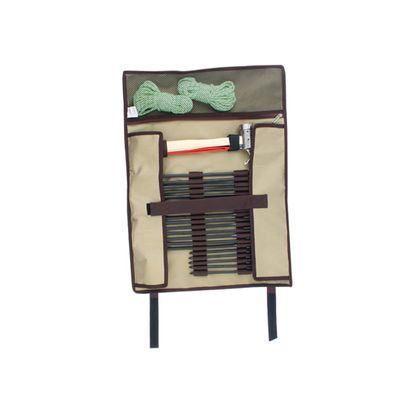 POPETPOP Outdoor Camping Nail Storage Bag Tent Peg Kit Hammer Hook Portable Tool Organizer for Camping and Backpacking Khaki