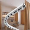 Ceiling Curtain Track Hospital Curtain RV Curtain Curtain Track Ceiling Mount Room Divider for Privacy, Built-in Invisible Rail with Rollers and Hooks, Curtain Rail for Ceiling/Bay Window ( Size : 1m/ view 1