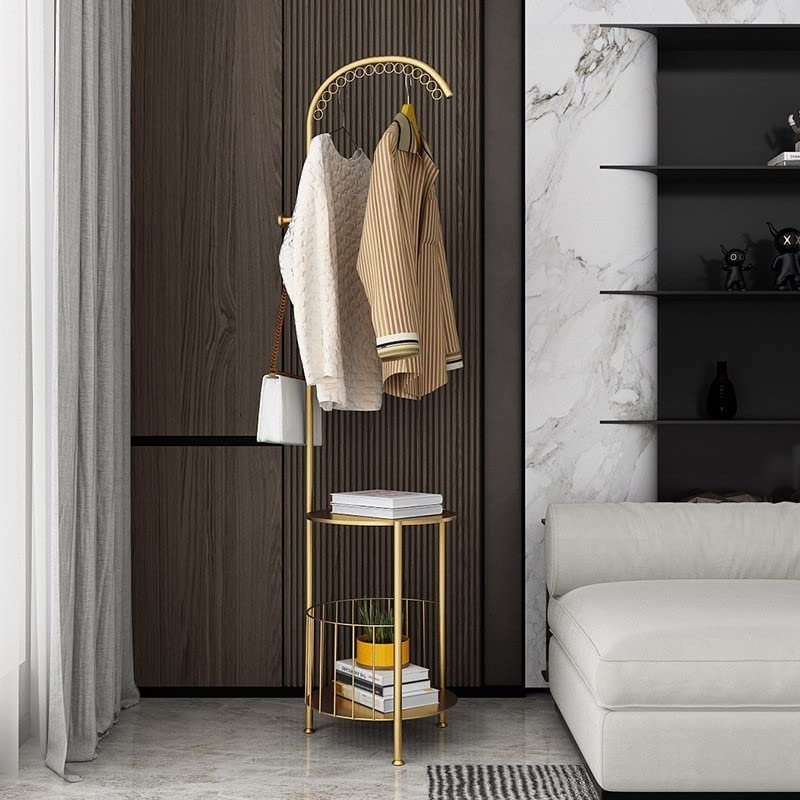 Coat Rack StandBedroom Coat Rack With 16 Hooks And 2 Shelves, Optional Marble Countertop, Simple And Delicate, Stable And Sturdy, Ideal For Storing Clothes And Mobile Phones By The Bed ( Color : A )