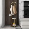Coat Rack StandBedroom Coat Rack With 16 Hooks And 2 Shelves, Optional Marble Countertop, Simple And Delicate, Stable And Sturdy, Ideal For Storing Clothes And Mobile Phones By The Bed ( Color : A ) view 1