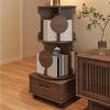 ZLGONRL Corner Rotating Bookshelf Bookshelf with Storage Drawer for Small Spaces Revolving Bookcase with Brake Wheels (Two Walnut) view 2
