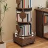 ZLGONRL Corner Rotating Bookshelf Bookshelf with Storage Drawer for Small Spaces Revolving Bookcase with Brake Wheels (Two Walnut) view 4