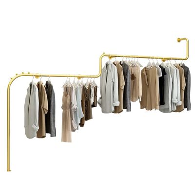 Coat Rack StandWall Mounted Clothes Rack Clothes Rail, Creative Boutique Clothing Store Display Rack,Modern Industrial Wedding Hanger Coat Rack For Clothing Store, Large Capacity ( Color : Golden , S
