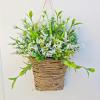 Xnferty Wildflower Hanging Basket Wreath, Fake Plants Artificial Flowers Spring and Summer Wreath Faux Fake Flowers for Front Door Porch Wall Decor Boho Wreaths Courtyard Outdoors view 3