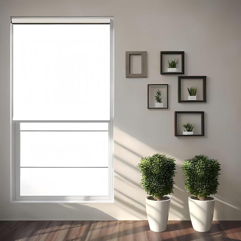 SLDSVVWD Cordless Roller Shades Blackout Blinds for Windows Room Darkening Rolled Up Shades with Spring System,UV Protection Custom Window Shades Pull Down for HomeOffice (100" WxCustom White)
