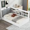 XD Designs Wood Twin Size Platform Bed with L-Shaped Storage Shelves and Upholstered Headboard, Versatile Daybed Platform Bed with 2 Drawers and Rotatable Storage Board, Maximize Space (White-25) view 3