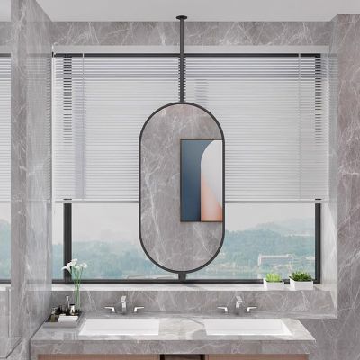 Ceiling Mounted Mirrors, Large Oval Decorative Mirrors for Wall Decor | Hanging Mirror Black Metal Frame Bathroom Vanity Mirrors Wall Mirror for Bedroom Entryway (Size : 40cmx60cm)