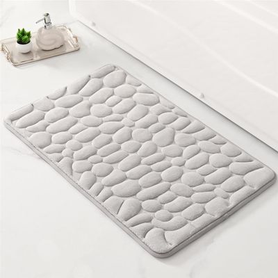 UEAUY Memory Foam Bath Mat Washable Bath Room Mat Non-Slip Mats for Kitchen Bath Room Shower Light Grey 24" x 16"