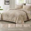 DJY Beige Quilt Set King Size - Branch Botanical Pattern Bedspread Coverlet Set, 3 Piece Floral Quilt Bedding Set Soft Lightweight Microfiber Bed Cover for All Season view 2