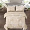 DJY Beige Quilt Set King Size - Branch Botanical Pattern Bedspread Coverlet Set, 3 Piece Floral Quilt Bedding Set Soft Lightweight Microfiber Bed Cover for All Season view 3