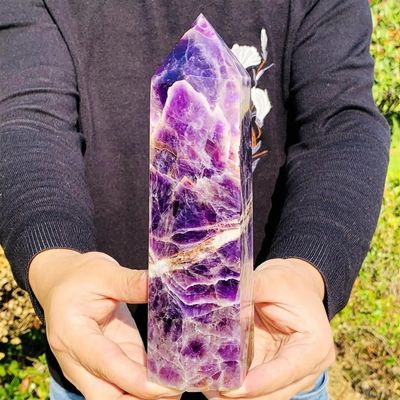 KatLin Beautiful Natural Dream Amethyst Obelisk Crystal Energy Column Reiki Healing Ornaments (Size : 450-500g)