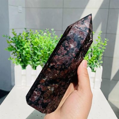 AtkitS Natural Natural Garnet and Fireworks Obelisk Quartz Crystal Reiki Wand Tower Point (Size : 450-500g)