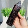 AtkitS Natural Natural Garnet and Fireworks Obelisk Quartz Crystal Reiki Wand Tower Point (Size : 450-500g) view 3