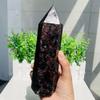 AtkitS Natural Natural Garnet and Fireworks Obelisk Quartz Crystal Reiki Wand Tower Point (Size : 450-500g) view 4