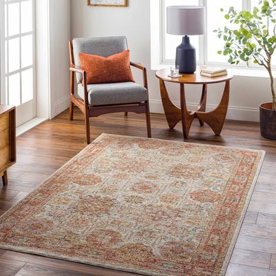 BoutiqueRugs Ange Traditional Area Rug - Light Sage, Sage, Tan - 6'7" Round