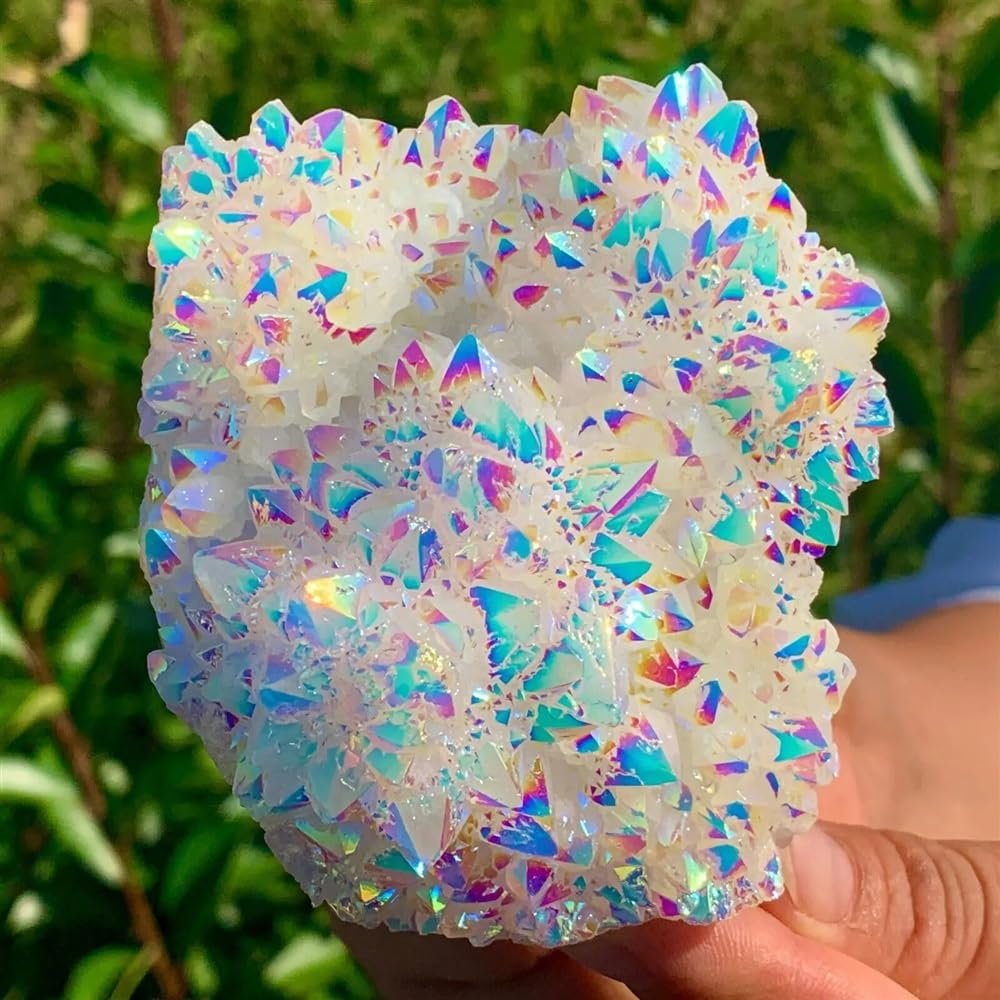 KatLin Beautiful Natural Quartz Crystal Rainbow Titanium Cluster Mineral Specimen Healing Ornaments (Size : 250-300g)