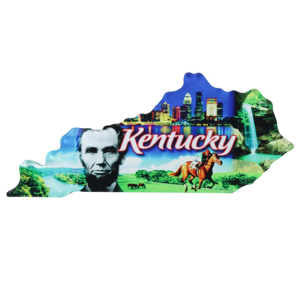 Acrylic Kentucky Magnet  The Bluegrass State, Collectible Souvenir, 4 x 2 Inches