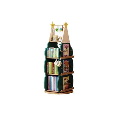 Bookcase 360 Rotating Bookshelf Picture Book Rack Student Storage Bookcase Reading Area Picture Book Rack Bookshelf (Color : Green)