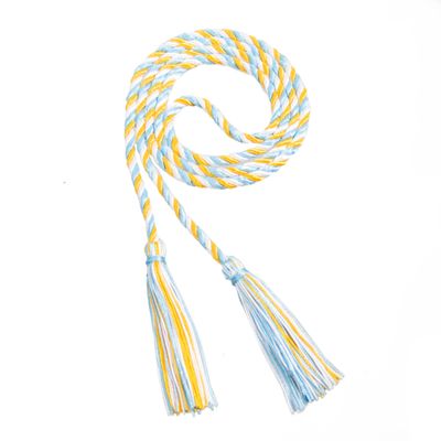 Tassel Depot Graduation Honor Cord - LT Blue/Gold/White - Every School Color Available - Made in USA