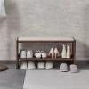 Fodalob Entrance Furniture - Wood Shoe Rack Bench for for Entryway Hallway Living Room - Shoe Bench with Faux Leather Cushion Upholstered Padded Seat - Brown (Color : Large) view 2