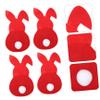 Hoement 8pcs Rabbit Cutlery Set Pouch Easter Tableware Holder Silverware for Cutlery Bag view 4