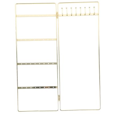 HOOTNEE Gold Jewelry Display Stand Foldable Necklace Organizer Rack Portable Earring Holder for Home Use Stylish Storage for Earrings and Necklaces