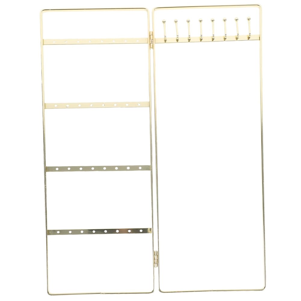 HOOTNEE Gold Jewelry Display Stand Foldable Necklace Organizer Rack Portable Earring Holder for Home Use Stylish Storage for Earrings and Necklaces
