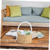 SHOWERORO Hand-woven Rattan Flower Basket for Wedding Rustic Flower Girl Basket Scalloped Wicker Storage Handle view 2