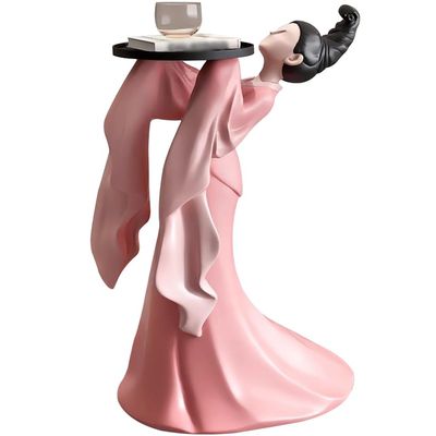 Butler Statue with Tray Floor-Standing Ancient Girls Sculpture Tray, Creative Resin Decorative Tray for Restaurant, Art Ornaments, Gift (Color : Yellow, Size : 75 * 51 * 36cm)