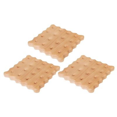 Alipis Wooden Cookie Coaster, 3pcs Biscuit Shaped Coaster Coffee Insulation Pad Cute Drink Coaster Mug Pad for Bar Kitchen Home Office Housewarming Gift, 9.00X9.00X1.20CM