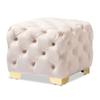 GIZNXBA Small Foot Stool Ottoman, Velvet Tufted Footrest with Legs, 60 Cm Rectangle Foot Stools for Adult, Footrest Ottoman for Living Room,Couch, Entryway (Color : /Beige) view 1