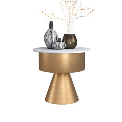 Coffee End Table Round Side Table Modern Slate Countertop Decoration End Table Living Room Sofa Side Wrought Iron Decor Small Coffee Table Bedroom Bedside Table Side Table