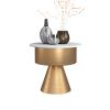 Coffee End Table Round Side Table Modern Slate Countertop Decoration End Table Living Room Sofa Side Wrought Iron Decor Small Coffee Table Bedroom Bedside Table Side Table view 1