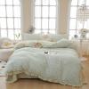 Ruffle Duvet Cover Queen Garden Style Lace Duvet Cover Soft Cotton Vintage Floral Blue Flower Bedding Set Romantic Ruffle Comforter Cover Princess Lace Bedding Botanical Comforter Cover Queen Size view 2