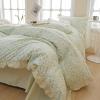 Ruffle Duvet Cover Queen Garden Style Lace Duvet Cover Soft Cotton Vintage Floral Blue Flower Bedding Set Romantic Ruffle Comforter Cover Princess Lace Bedding Botanical Comforter Cover Queen Size view 3