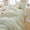 Ruffle Duvet Cover Queen Garden Style Lace Duvet Cover Soft Cotton Vintage Floral Blue Flower Bedding Set Romantic Ruffle Comforter Cover Princess Lace Bedding Botanical Comforter Cover Queen Size view 4